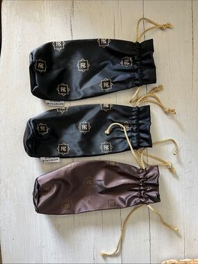 Montale Paris Black Satin Drawstring Pouches with Gold Logo Print